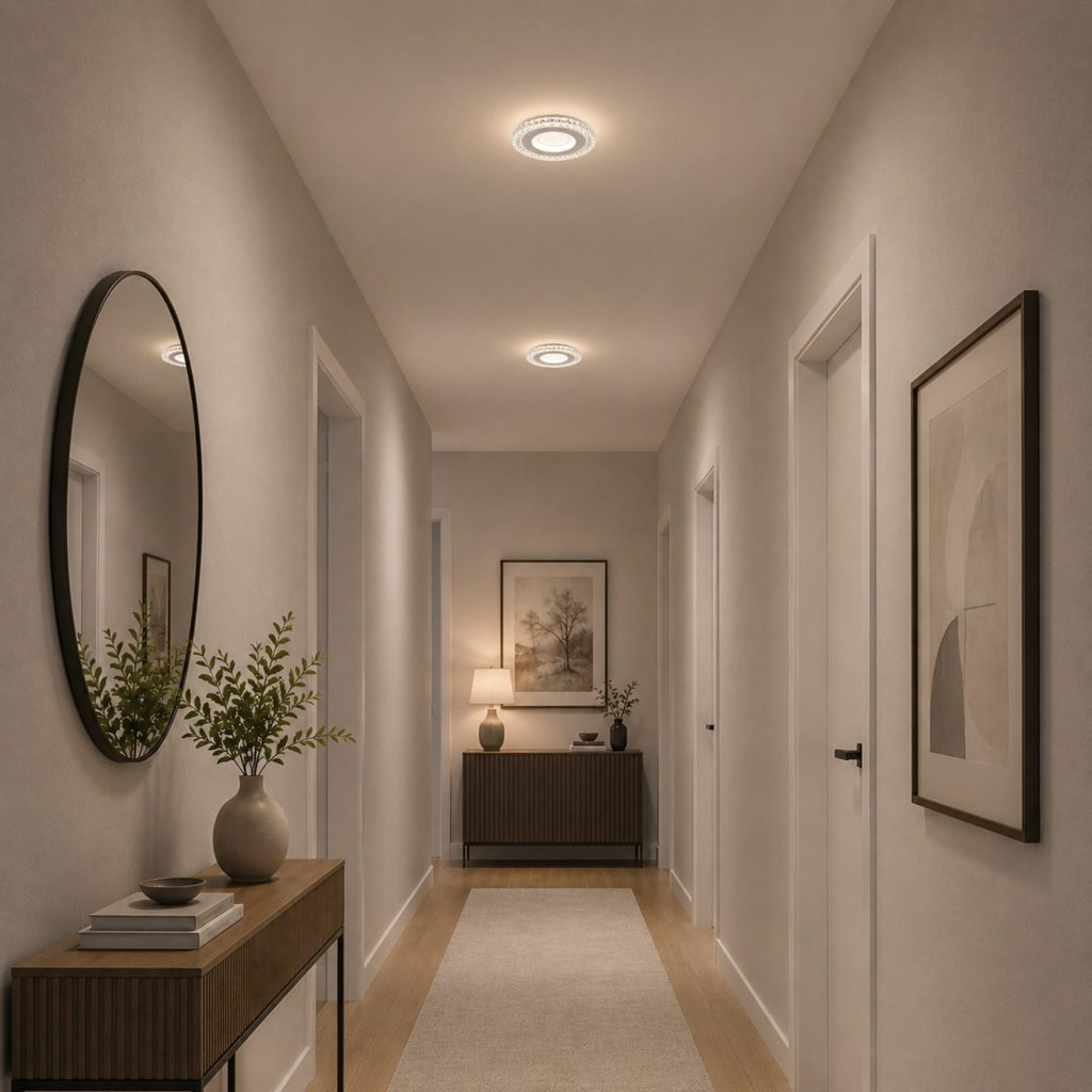 Lustra LED CELUN, 33W, Diametru 21cm, Lumina Calda/Neutra/Rece, Alb, Metal si Acril