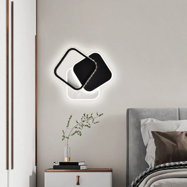 Lustra LED cu cristal PRISMIQ 39W, 3 Patrate, lumina Rece/Calda/Neutra, Negru