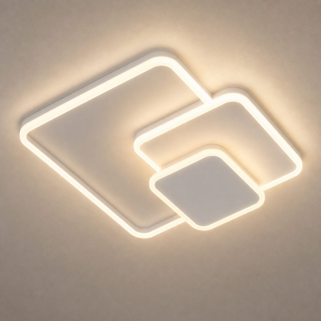 Lustra LED cu telecomanda ANEMONA 75W, 3 Patrate, lumina Rece/Calda/Neutra, Dimabila, Alb