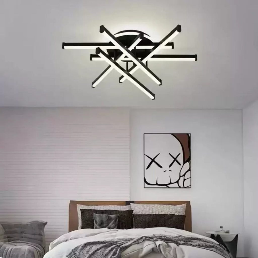 Lustra LED cu telecomanda FILO 188W, 6 Elemente, Liniara, lumina Rece/Calda/Neutra, Dimabila, Negru