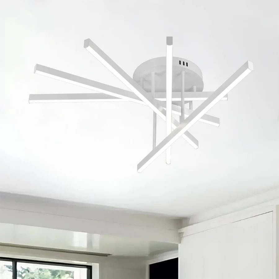 Lustra LED cu Telecomanda GIO, 68W, 5 Elemente, Lumina Rece/Clada/Neutra, Dimabila, Alb
