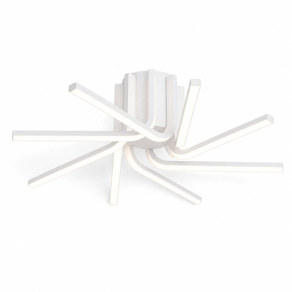 Lustra LED cu telecomanda IBANE, 8 surse, 3000K/4000K/6000K, 128W, Metal si Silicon, Alb