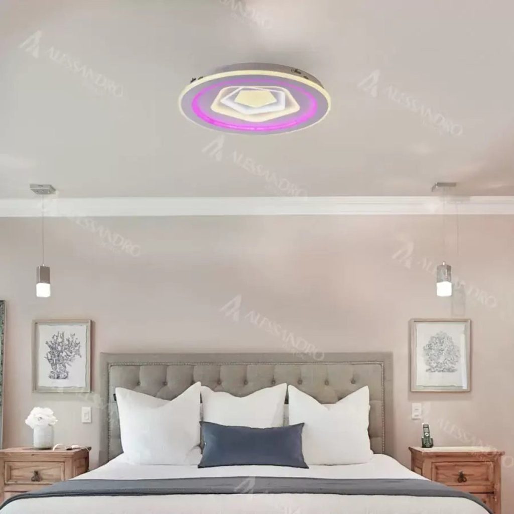 Lustra LED cu telecomanda MEIRA RGB, 180W, lumina Rece/Calda/Neutra, Dimabila, Alb