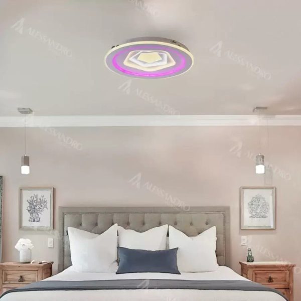 Lustra LED cu telecomanda MEIRA RGB, 180W, lumina Rece/Calda/Neutra, Dimabila, Alb