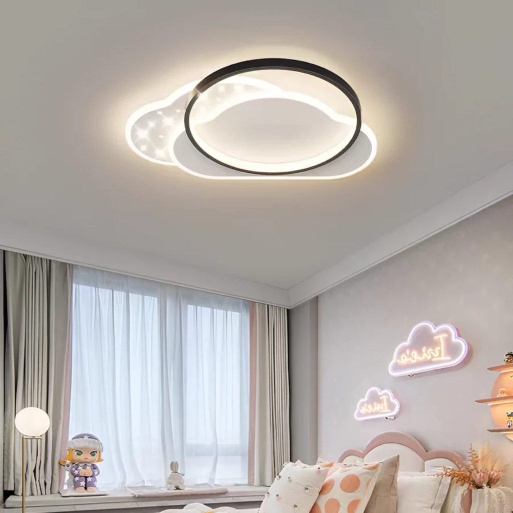 Lustra LED cu telecomanda NUVIA 71W, Nor, lumina Rece/Calda/Neutra, Dimabila, Negru
