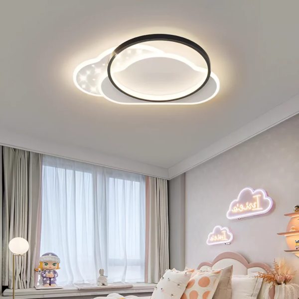 Lustra LED cu telecomanda NUVIA 71W, Nor, lumina Rece/Calda/Neutra, Dimabila, Negru