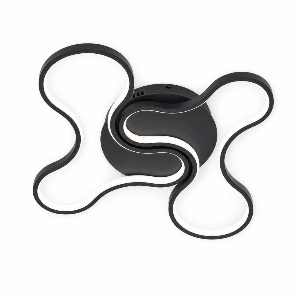 Lustra LED cu telecomanda ORMS Nobile, 3000K/4000K/6000K, 84W, Metal si Plastic, Negru
