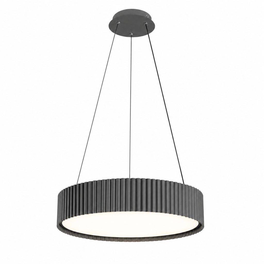 Lustra LED cu telecomanda SCHECTE, 3000K/4000K/6000K, 70W, Metal si Plastic, Gri