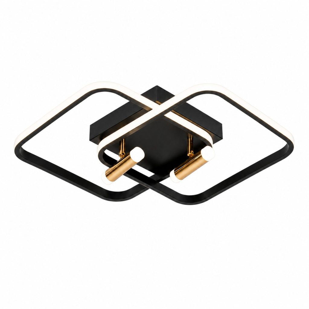 Lustra LED cu telecomanda SOLA, 2 surse, 3000K/4000K/6000K, 108W, Metal si Silicon, Negru
