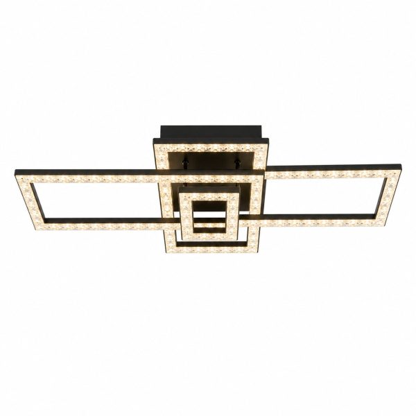 Lustra LED cu telecomanda SUKING, 3 surse, 3000K/4000K/6000K, 120W, Metal si Acrilic, Negru