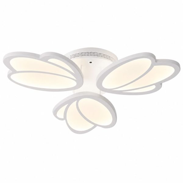 Plafoniera LED TULIP, Flippy, 45W, Diametru 50 cm, 3 Petale, Lumina Calda/Neutra/Rece, Dimabila, Telecomanda Inclusa, Alb