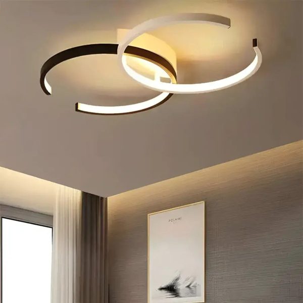 Lustra LED cu telecomanda VECTOR SEMIARC 40W, 2 Elemente, lumina Rece/Calda/Neutra, Dimabila, Negru Alb