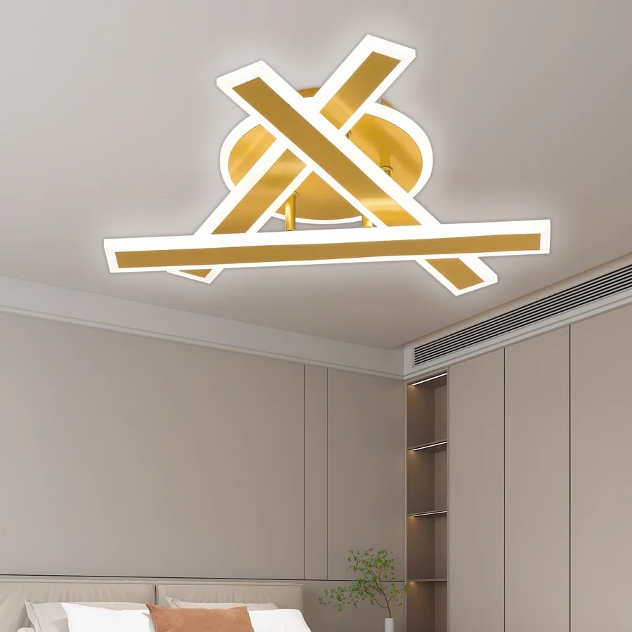 Lustra LED cu Telecomanda ZYRON Nobile , 62W, 40x5.5x10, Lumina Rece/Calda/Neutra, Dimabila, Auriu, Metal, Plexiglas