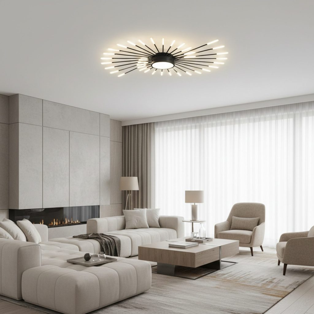 Lustra LED KALESA Grande, Lumina Neutra 4000K, 28W, Alb, Metal si Acril