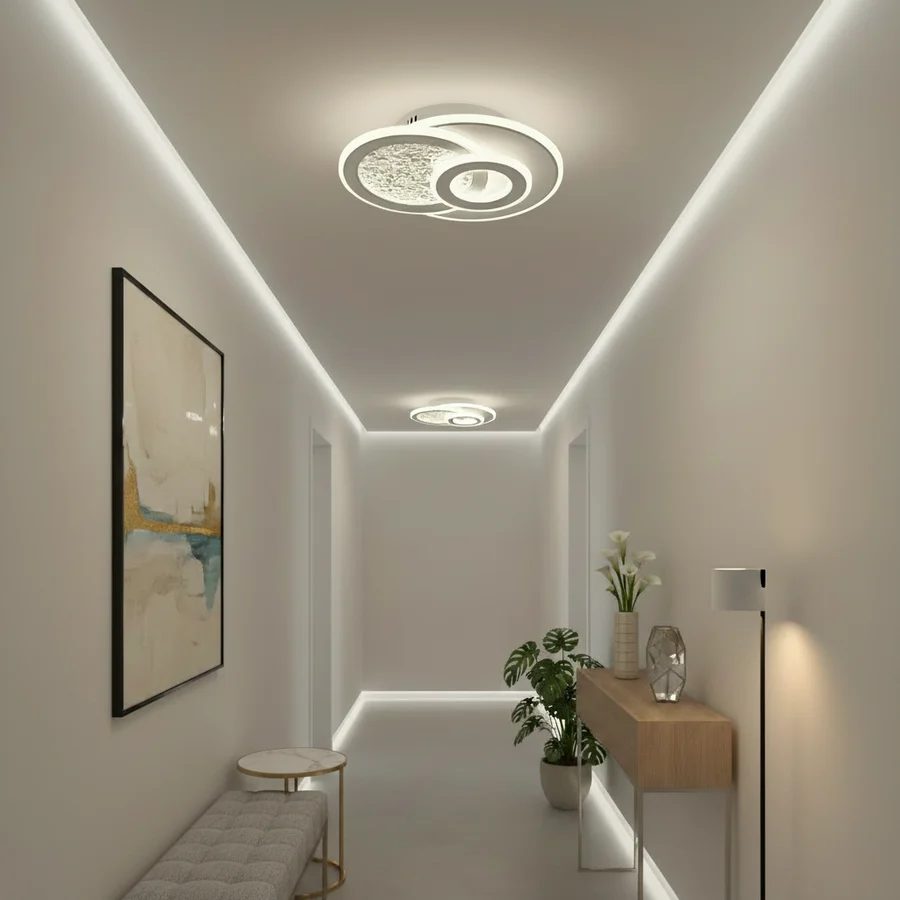 Lustra LED KOMPACTO 47W, 3 Cercuri, lumina Rece/Calda/Neutra, Alb