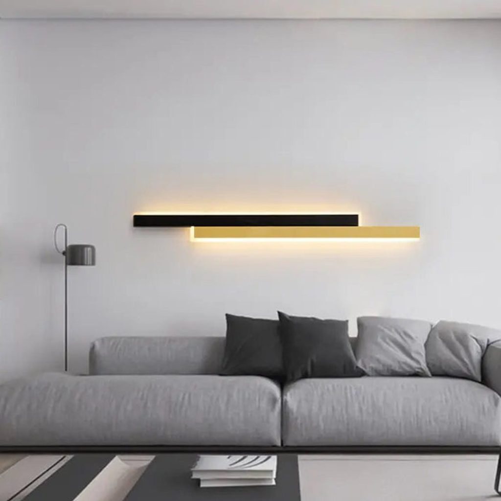 Lustra LED LINIUS 29W, 2 Elemente, Liniara, Lumina Calda/Neutra/Rece, Auriu Negru