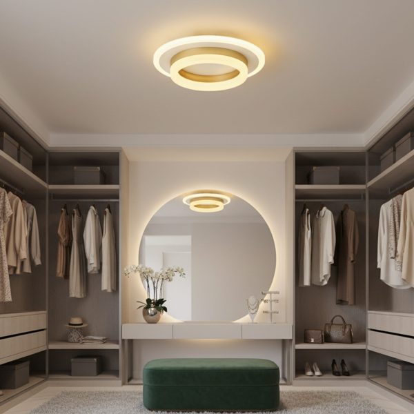 Lustra LED SOLENA ROTONDA 21W, Diametru 20cm, lumina Rece/Calda/Neutra, Alb Auriu