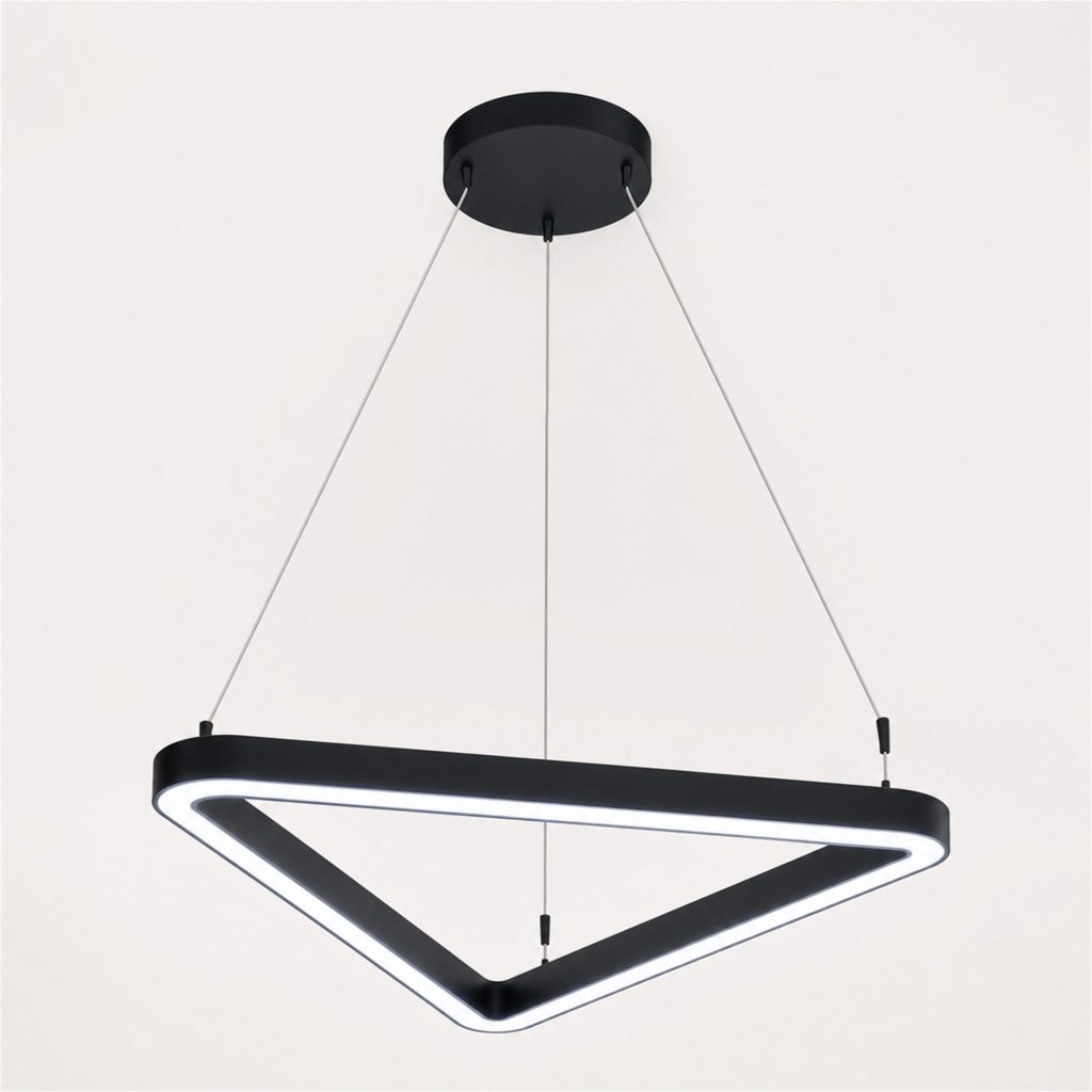 Lustra LED suspendata ANGLE, Ø72cm, 25W, Inaltime Reglabila, Lumina Rece 6000K, Negru, Metal si Acril