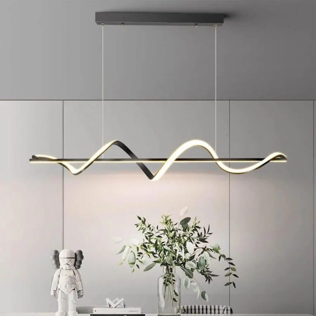 Lustra LED suspendata cu telecomanda AMINIA 80W, Liniara, lumina Rece/Calda/Neutra, Dimabila, Negru, Inaltime Reglabila