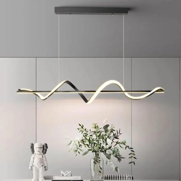 Lustra LED suspendata cu telecomanda AMINIA 80W, Liniara, lumina Rece/Calda/Neutra, Dimabila, Negru, Inaltime Reglabila