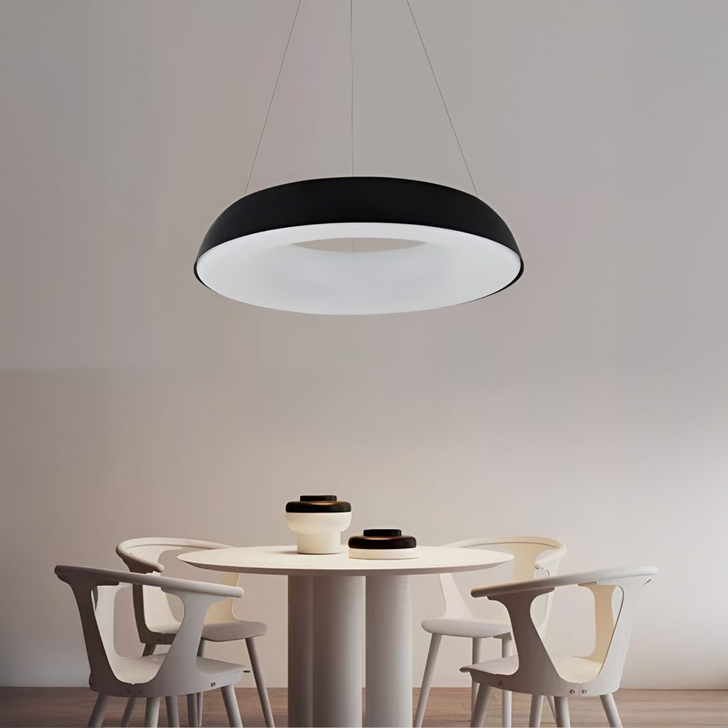 Lustra LED suspendata cu Telecomanda CHIARA, 73W, Lumina Rece/Calda/Neutra, Dimabila, Negru