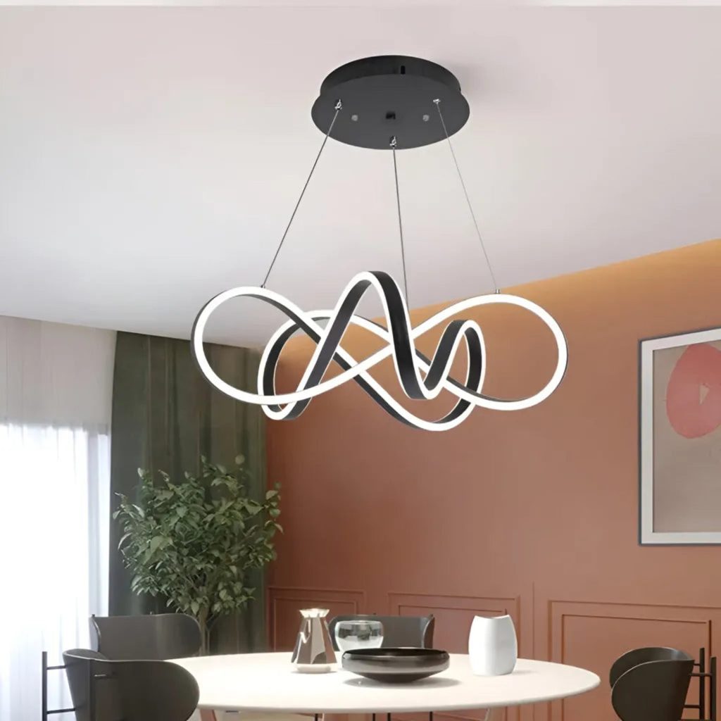 Lustra LED suspendata cu telecomanda INFINITY HALO 69W, lumina Rece/Calda/Neutra, Dimabila, Negru, Inaltime Reglabila