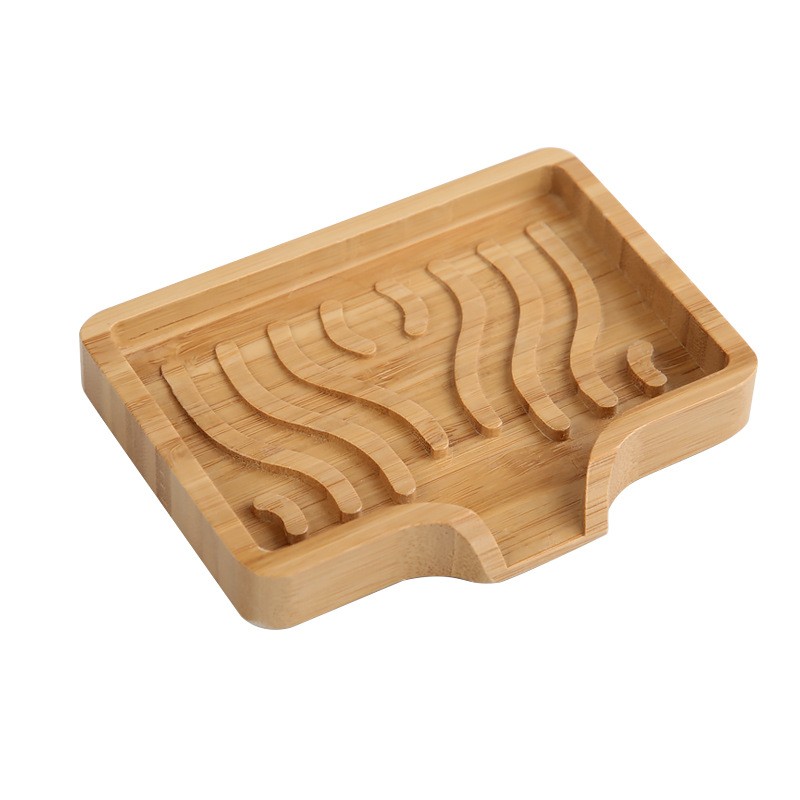 Savonieră din Lemn, Flippy, cu Sistem de Scurgere a Apei, Design Ventilat pentru Uscare Rapidă, Suport pentru Săpun Solid, 12.8 x 9.8 x 1.6 cm, Natur