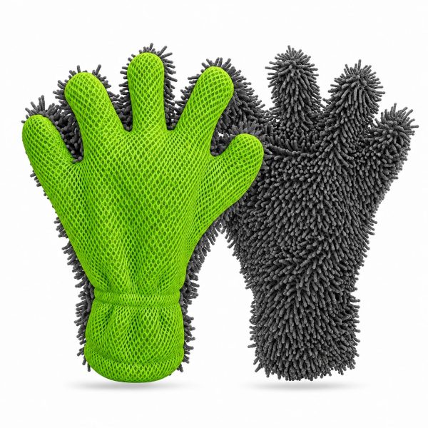 Manusa din Microfibra Chenille pentru Spalare si Curatare, Flippy, Model cu 5 Degete, Design cu Doua Fete, Reutilizabila, 28 x 24,5 cm, Gri