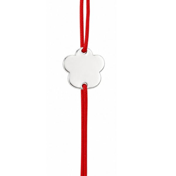 Martisor Bratara Argint 925, Jolie, Model Floare, Martisor de 1 Martie, cu Snur Rosu, Argintiu