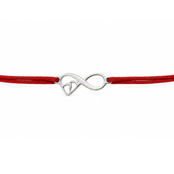 Martisor Bratara Argint 925, Jolie, Model Infinit cu picioruse, Martisor de 1 Martie, cu Snur Rosu, Argintiu