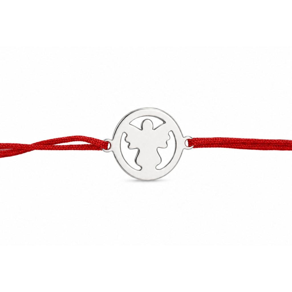 Martisor Bratara Argint 925, Jolie, Model Inger Pazitor, Martisor de 1 Martie, cu Snur Rosu, Argintiu