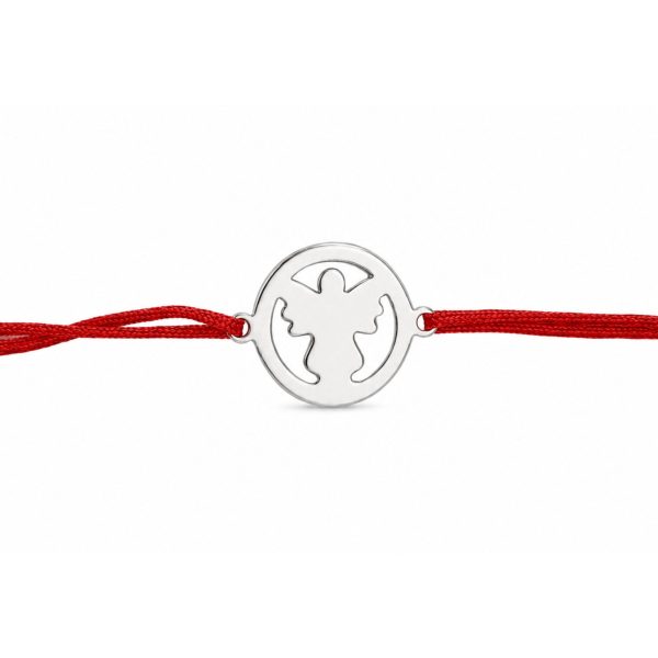 Martisor Bratara Argint 925, Jolie, Model Inger Pazitor, Martisor de 1 Martie, cu Snur Rosu, Argintiu