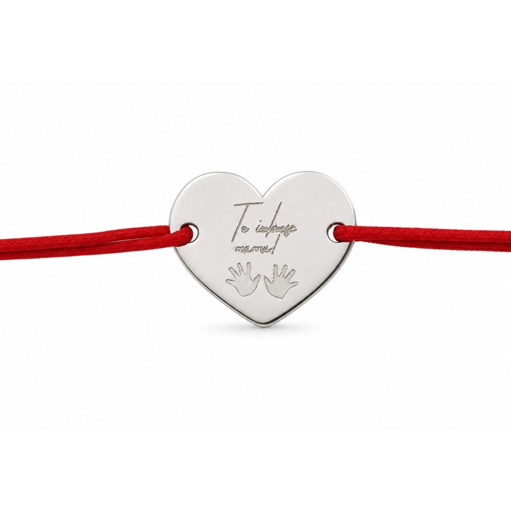 Martisor Bratara Argint 925, Jolie, Model Inima Te Iubesc, Martisor de 1 Martie, cu Snur Rosu, Argintiu