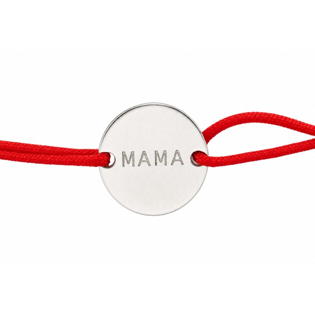 Martisor Bratara Argint 925, Jolie, Model Mama Rotund, Martisor de 1 Martie, cu Snur Rosu, Argintiu