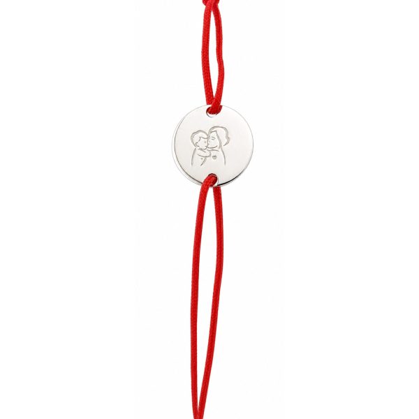 Martisor Bratara Argint 925, Jolie, Model Mama si Copilul, Martisor de 1 Martie, cu Snur Rosu, Argintiu