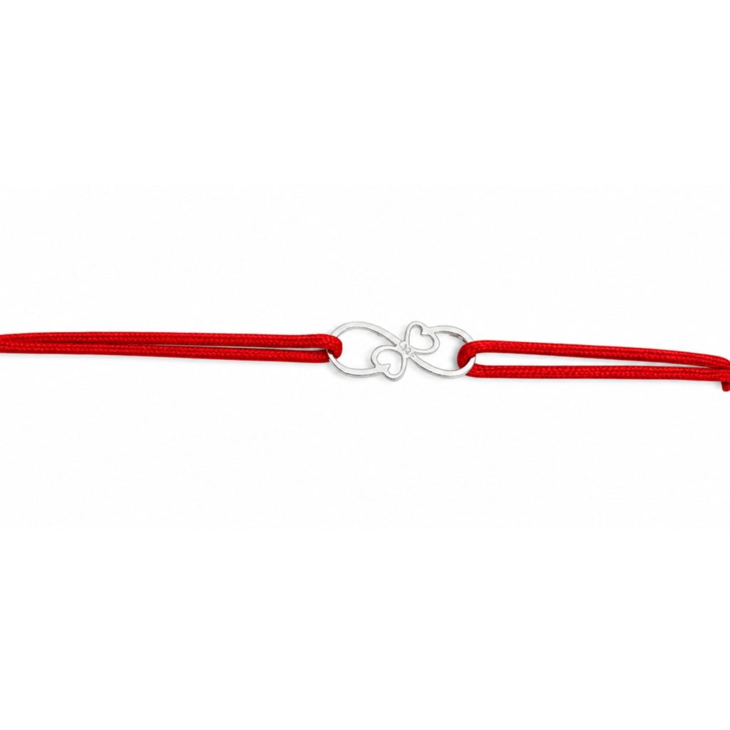 Martisor Bratara, Jolie, Argint 925, Model Infinit, Snur Rosu Reglabil, Fara Pietre, Argintiu