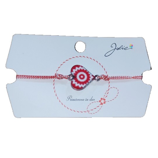 Martisor Bratara Traditionala, Snur Alb Rosu, Multiple Modele de pandantiv cu specific Traditional