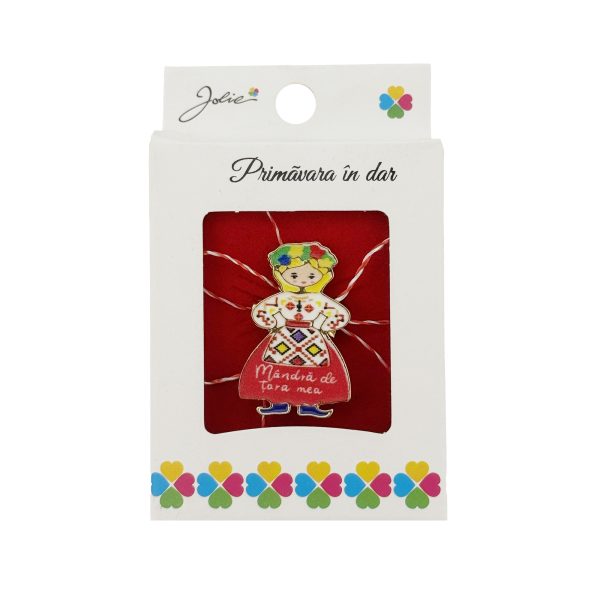 Martisor Brosa, Jolie, Model Mandra de Tara Mea, Metal Emailat in Culori, Sistem de Prindere cu Ac, Dimensiune 2.5–3 cm, Ambalaj Individual cu Design, Multicolor