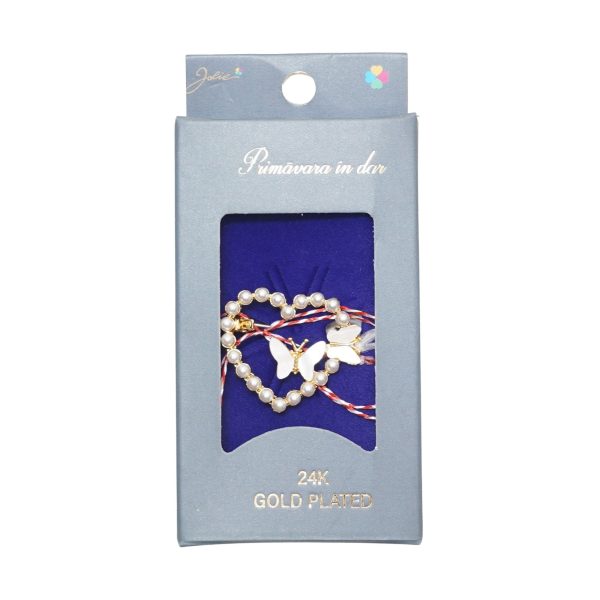 Martisor Brosa Placata cu Aur 24K, Jolie, Ambalaj Carton cu Design, Material Metal, Model Inima, Dimensiune Brosa 2 - 3 cm, Auriu/Alb
