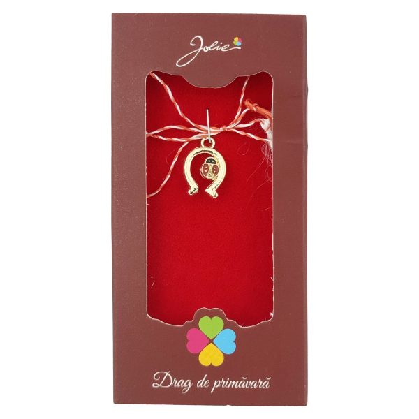 Martisor Pandantiv, Jolie, Drag de Primavara, Model Portcoava Buburuza, Rosu/Negru