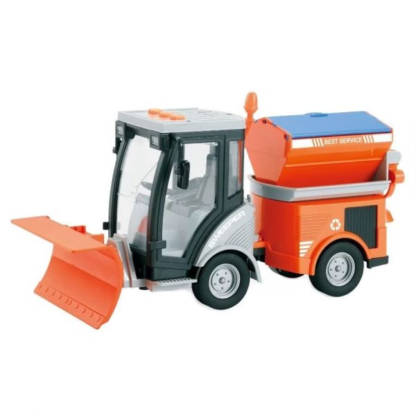 Masina de Deszapezire City Service 27 cm, Jucarie Interactiva cu Efecte de Sunet si Lumini, Utilaj Constructii pentru Copii 3+ Ani, Masina Impingere cu Plug de Zapada, Dezvolta Coordonarea si Motorica Fina, Cadou Ideal Baieti si Fete