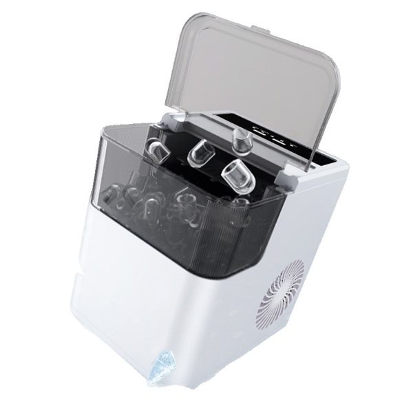 Masina de Facut Gheata, Flippy, din ABS, 12 kg/24h, Capacitate 500 g, 2 Marimi, Portabil, 39 x 23 x 28 cm, Automata, Alb