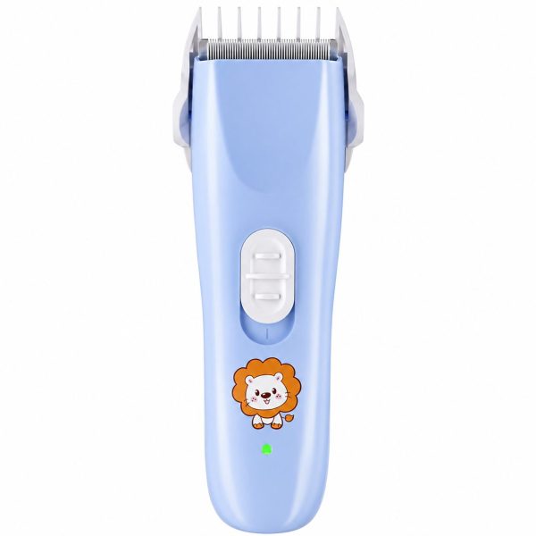 Masina De Tuns Bebelusi si Copii, Flippy, Lame Cermice si Inox, Fara Fir, Functie Anti Taiere, Silentios, 50 W, Rezistent la Apa, 2 Accesorii, Incarcator USB, Model Leu, Albastru