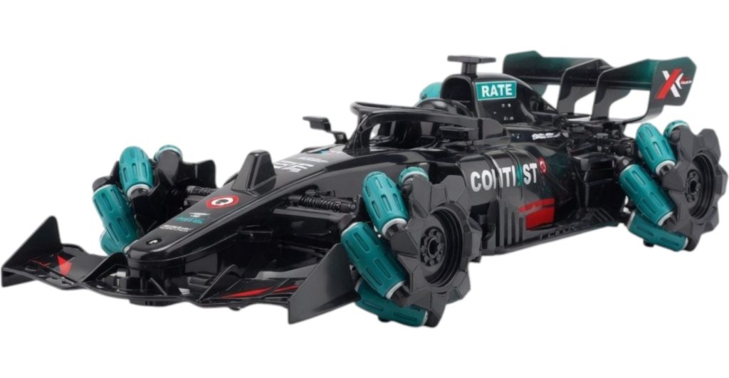 Masina RC Drift 2.4GHz, Scara 1:16, Pentru Copii Cu Roti Rotative 360° Si Lumini LED, Masinuta Stunt Controlata Din Telecomanda Cu Miscare Laterala Si Efecte Luminoase, Vehicul RC Interactiv Cu Incarcare USB Copii 3+ Ani, Negru/Verde