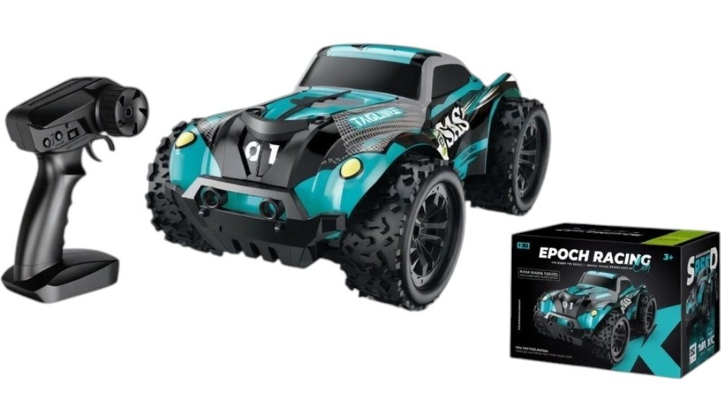 Masina RC Off Road 4x4 Cu Telecomanda 2.4GHz Si Control Prin Aplicatie Telefon, Masina Cu Suspensii Mari Si Design Racing, Vehicul Rapid Cu Control Wireless Stabil, Masina Interactiva Pentru Joaca Interior Exterior Copii 3+ Ani, Albastru