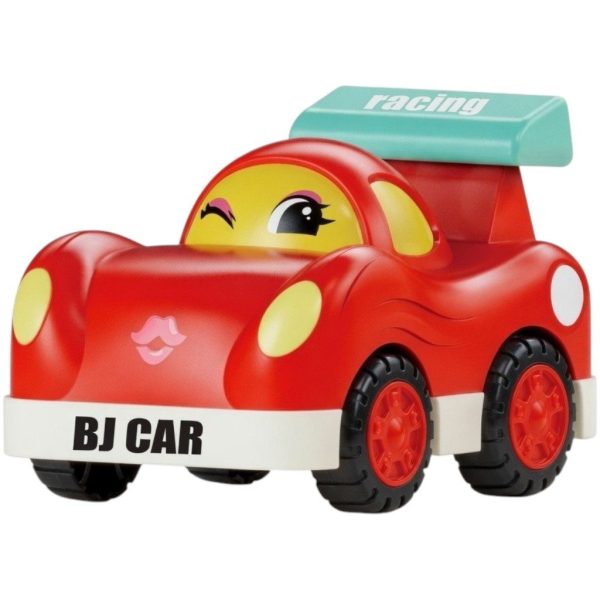 Masinuta De Curse Copii Cu Frictiune, Jucarie Interactiva Mini Car Cu Design Animat, Masina Cu Lumini Si Sunete, Vehicul Cartoon Cu Fata Zambitoare, Jucarie Educativa Pentru Copii 3+ Ani, Rosu