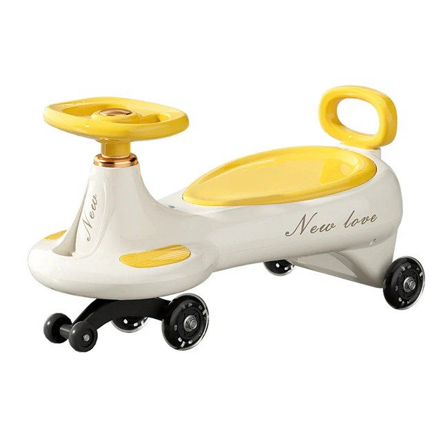 Masinuta pentru Copii, Flippy, 1-8 Ani, Anti-rasturnare, Roti Silentioase, Impingere, Bluetooth, 66x32x37 cm, Galben