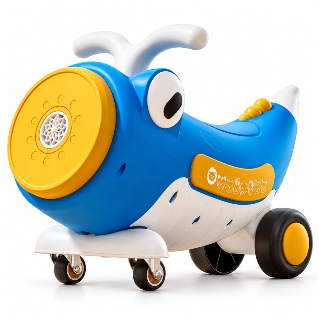 Masinuta Ride-On Pentru Copii, Flippy, Cu Bule De Sapun, Roti 360°, Muzica si Lumini, Ghidon, 2-4 Ani, 65x65x57 cm, Albastru