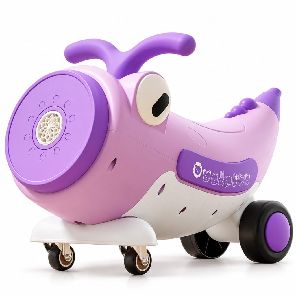 Masinuta Ride-On Pentru Copii, Flippy, Cu Bule De Sapun, Roti 360°, Muzica si Lumini, Ghidon, 2-4 Ani, 65x65x57 cm, Mov