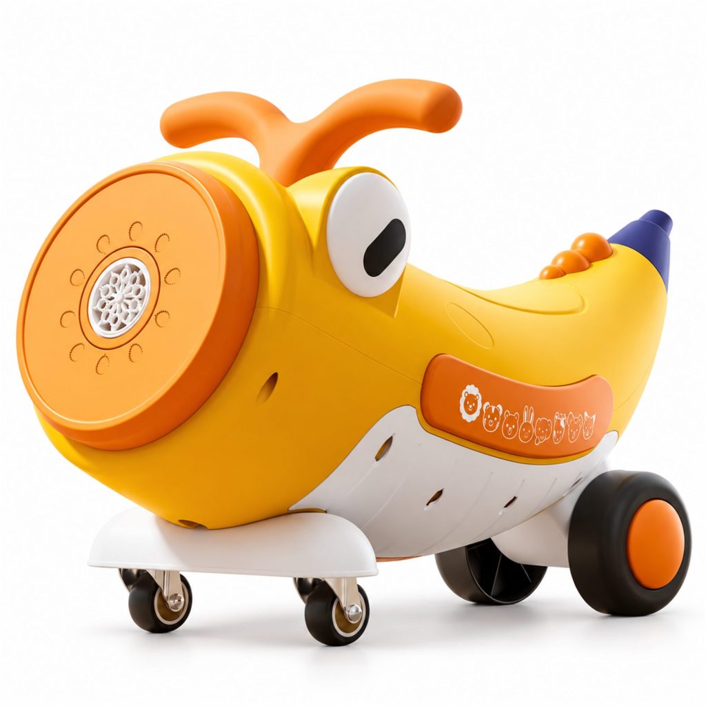 Masinuta Ride-On Pentru Copii, Flippy, Cu Bule De Sapun, Roti 360°, Muzica si Lumini, Ghidon, 2-4 Ani, 65x65x57 cm, Portocaliu